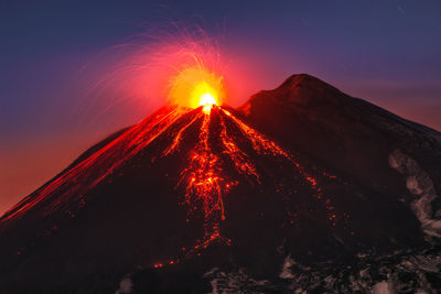 Lave erupting from volcano