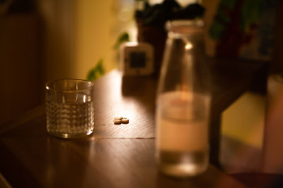 Wine glasses on table