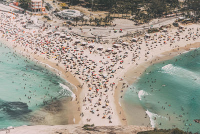 High angle view of crowd at beach