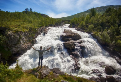 Scenic view of waterfall