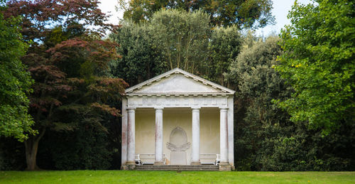 Built structure against trees