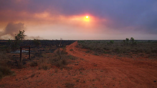 Scenic view of landscape against sky during sunset