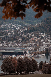 High angle view of buildings in city