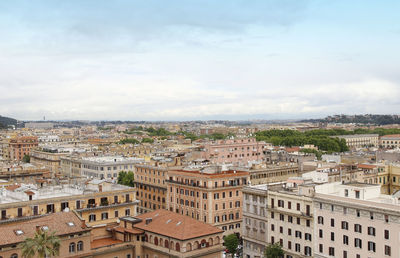 Rome and vatican city skyline from window of the vatican museum in cloudy day