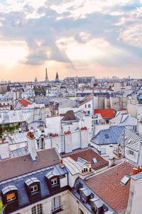 High angle view of townscape against sky