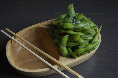 High angle view of vegetables on table