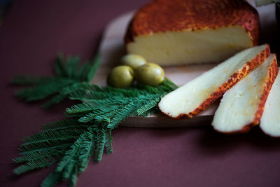 Close-up of food on cutting board