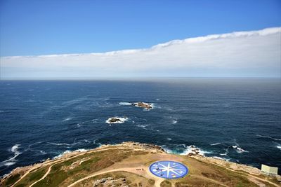 High angle view of sea against sky