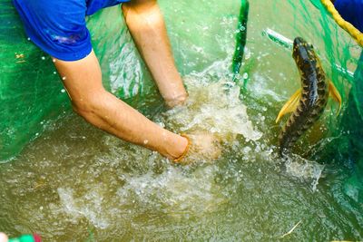 Midsection of man in water