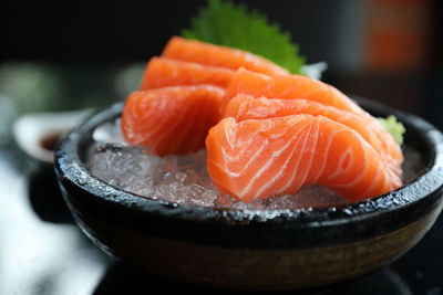 Close-up of sushi served in plate