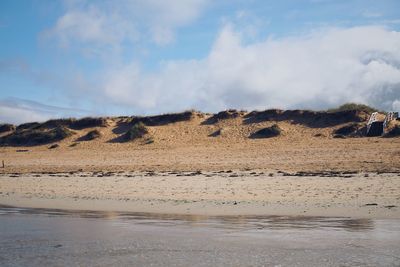 Scenic view of beach against sky