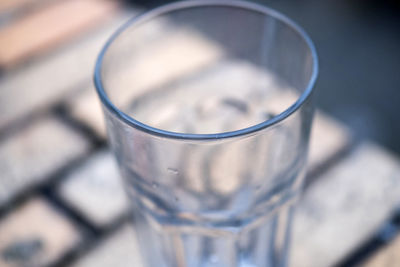 Close-up of water in glass on table