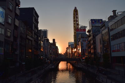 Canal passing through city buildings