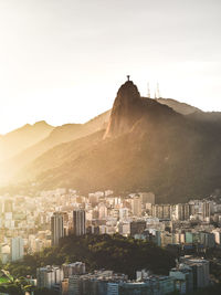 View of cityscape against mountain