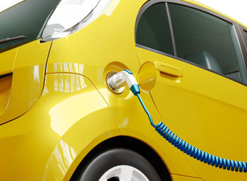 Close-up of yellow car