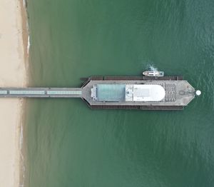 High angle view of boat in sea