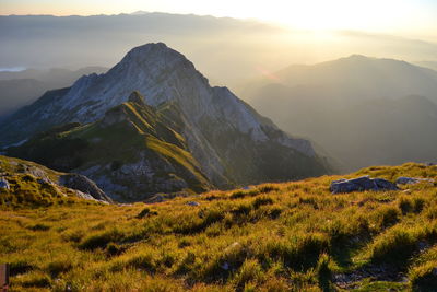 Scenic view of mountains against sky