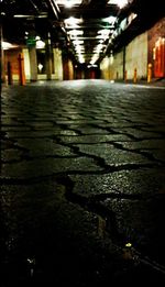 Surface level of illuminated street lights at night