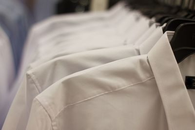 Close-up of clothes hanging on clothesline