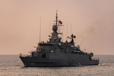 Ship in sea against sky