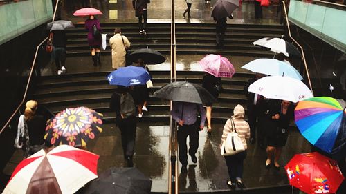 People in rain