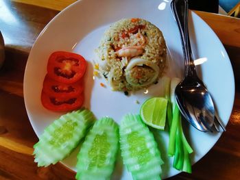 High angle view of meal served in plate