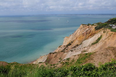 Scenic view of seascape at isle of wight