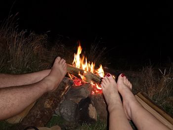 Low angle view of bonfire