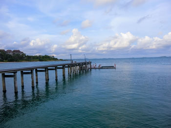 Pier over sea against sky