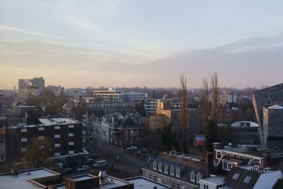 High angle view of cityscape against sky