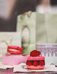 Close-up of cake on table