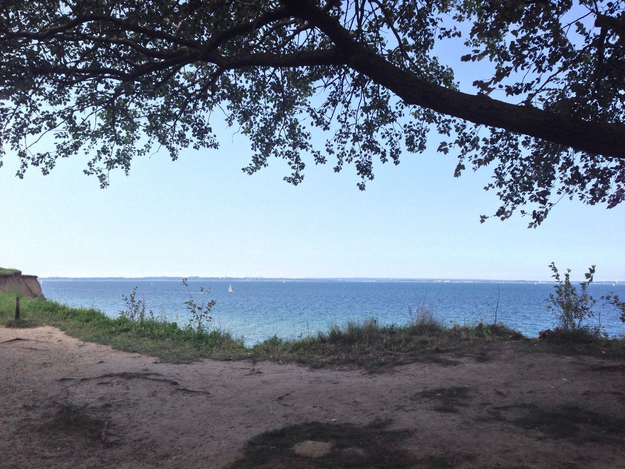 VIEW OF CALM SEA AGAINST CLEAR SKY