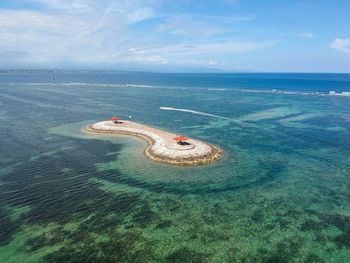 High angle view of sea against sky