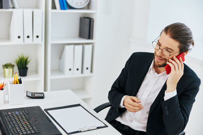 Man working on table