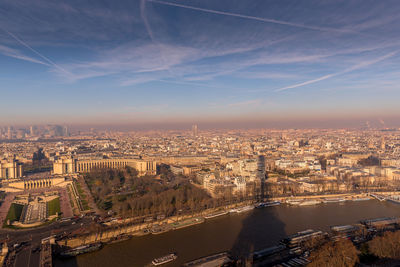 High angle view of buildings in city