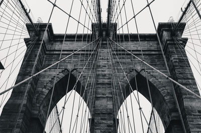 Low angle view of suspension bridge