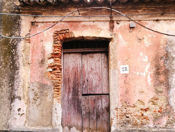 Closed door of building