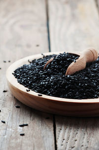 Close-up of black coffee in bowl on table