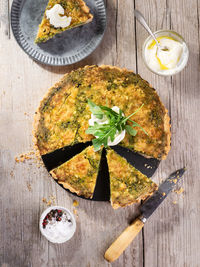 High angle view of food on table