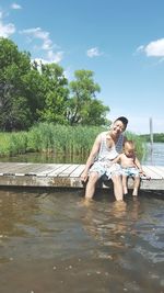 Woman standing in water