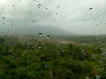 Full frame shot of raindrops on window