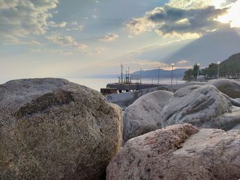 Scenic view of sea against sky during sunset