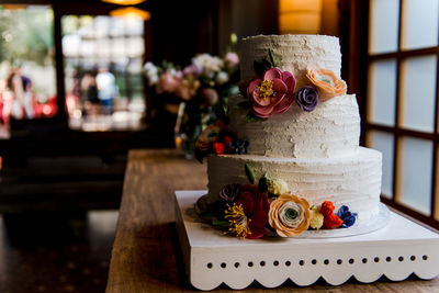 Close-up of cake on table