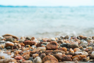 Surface level of pebbles on shore