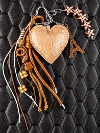 High angle view of personal accessories