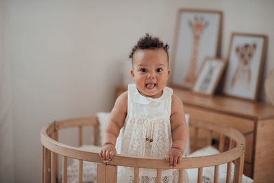 Portrait of smiling boy at home