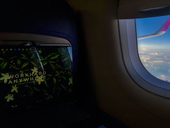 Close-up of airplane window