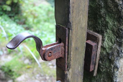 Close-up of old wooden door