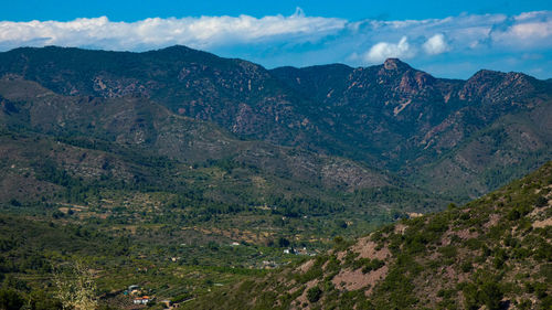 Scenic view of mountains against sky