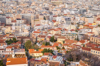 Athens, greece - february 13, 2020. panoramic view over the athens city, taken from acropolis